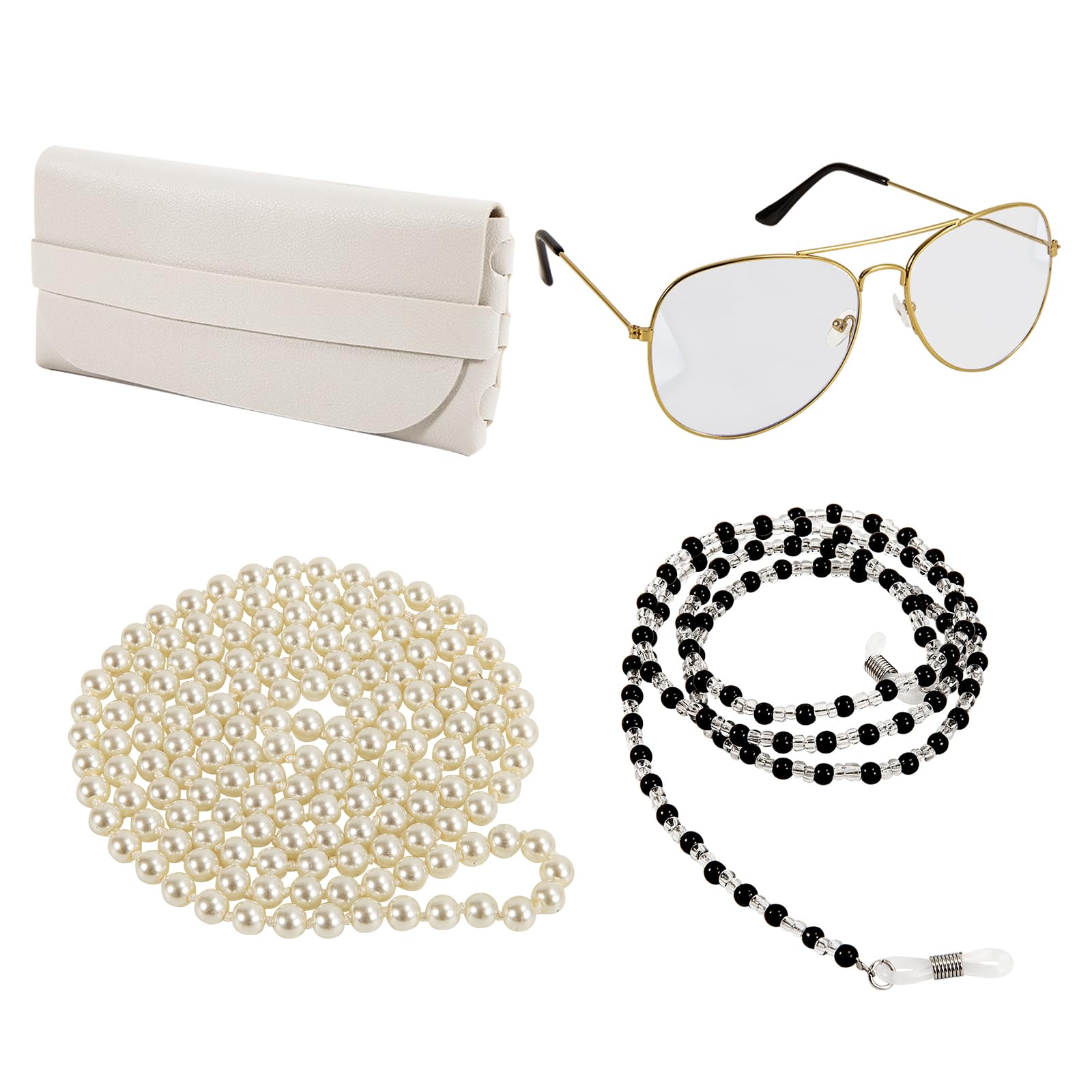 NUMJAW Old Lady Glasses With Chain for all Ages,Old Lady Costume for Women Fake Granny Glasses Grandma Glasses With Chain for 100 Days Of School Costume Dress Up Teacher Costume Grandma Granny Costume