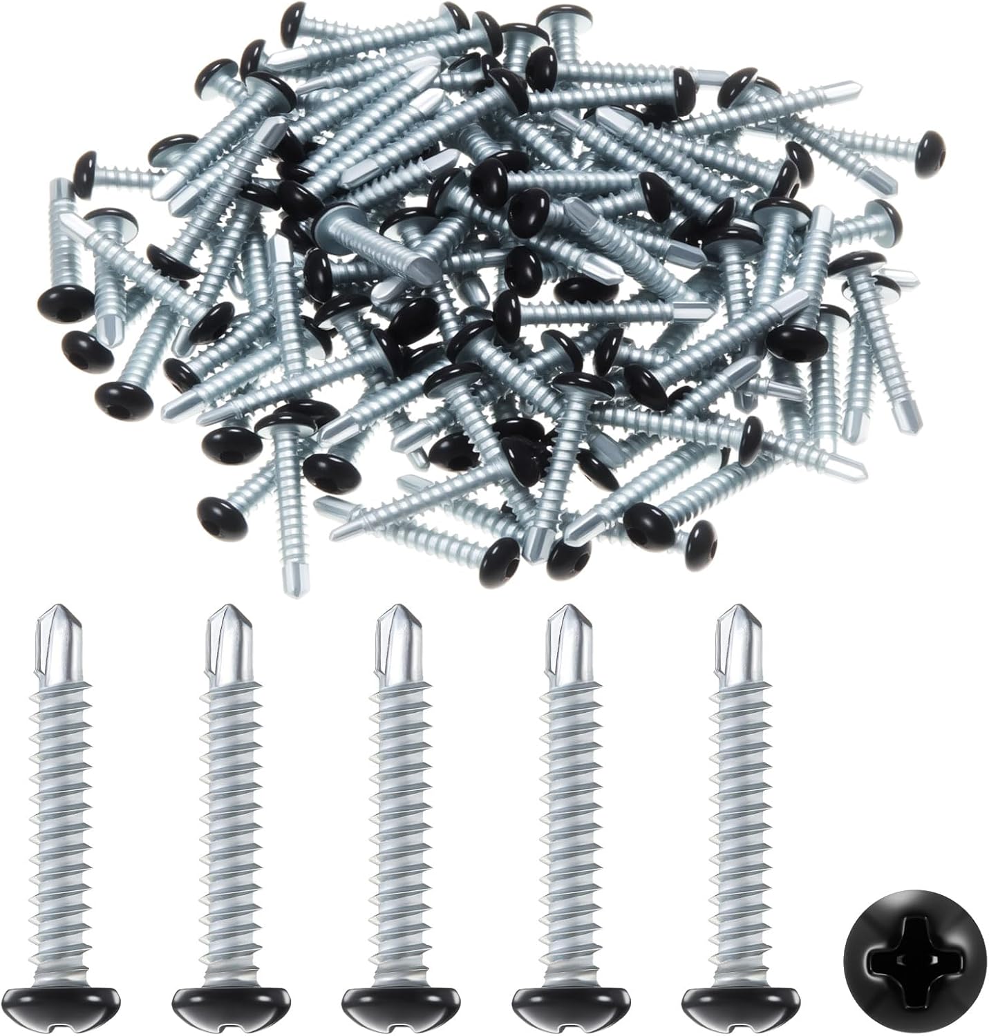 200 tornillos pan head #8 x 1 pulgada negro miniatura 1