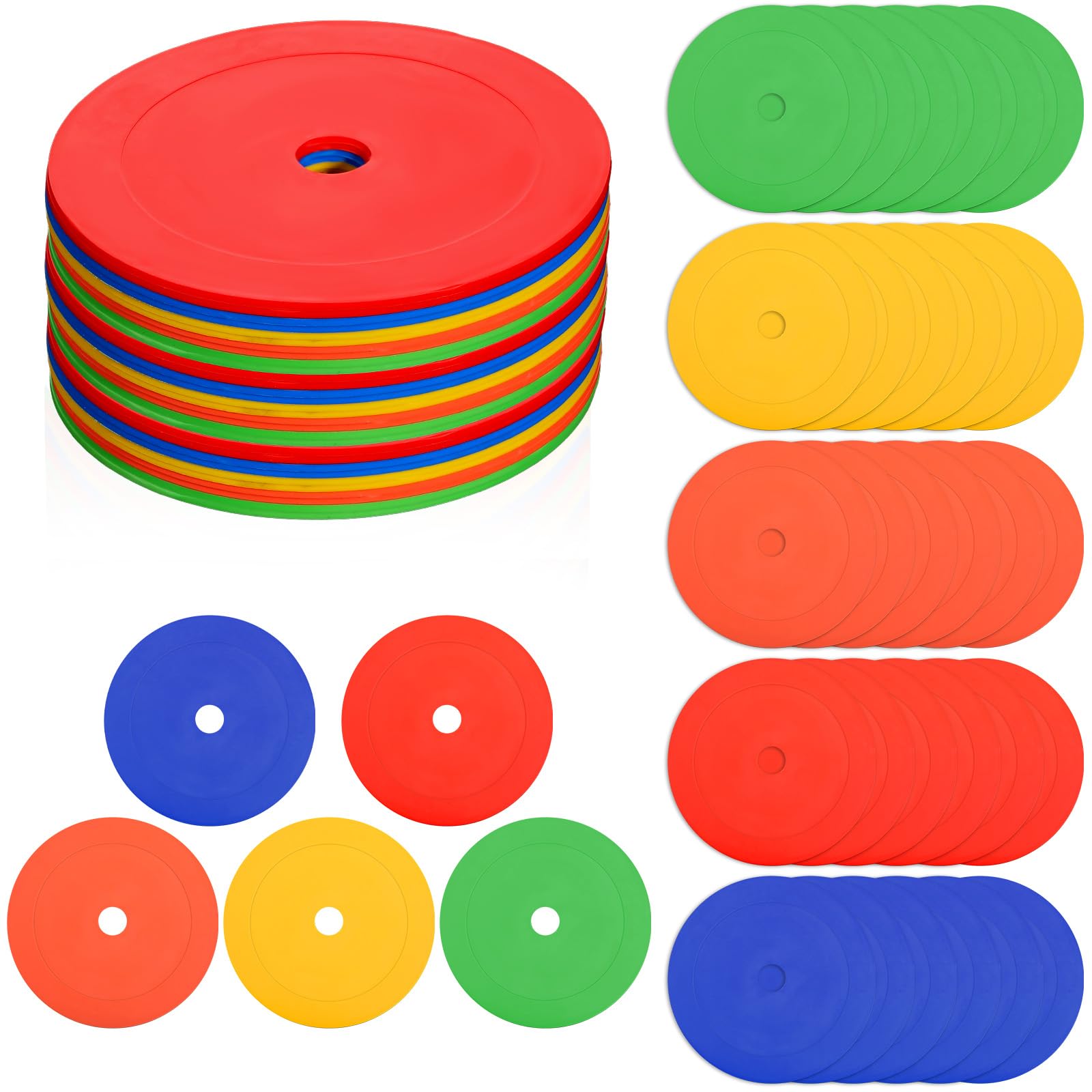 30 conos planos de 6 pulgadas, discos de entrenamiento de agilidad antideslizantes de 5 colores para fútbol, fútbol, deportes y juegos