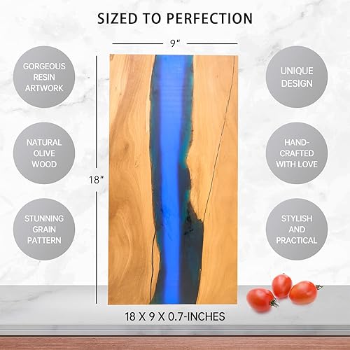 Miniatura 4 de Italian Olive Wood luxury Cheese board with Resin, Charcuterie board, Chopping and Cutting Board for Meat Vegetable & Fruit, Wooden Epoxy Serving