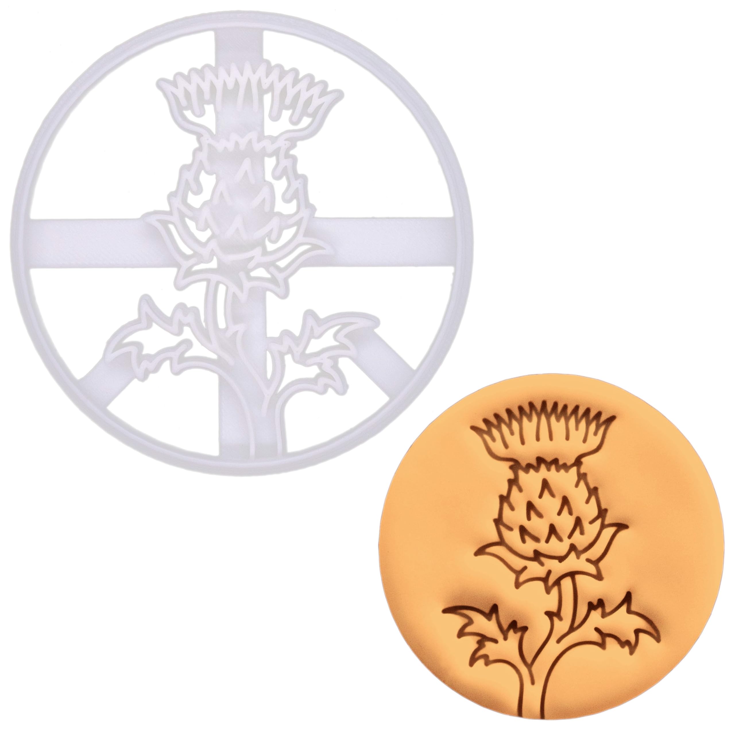 BAKERLOGY Thistle Flower Cookie Cutter – Embossed Wildflower Biscuit Cutter for Scottish-Inspired Bakes, St. Andrew's Day Treats, and Botanical-Themed Cookies