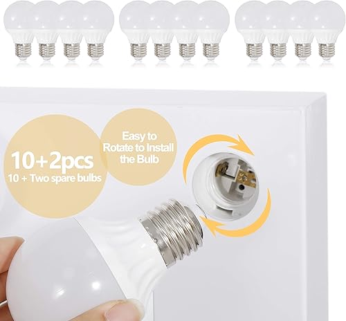 Miniatura 4 de Smartxchoices Hollywood Espejo de tocador con luces, espejo de maquillaje de pie con 12 bombillas LED para vestidor y dormitorio, blanco,