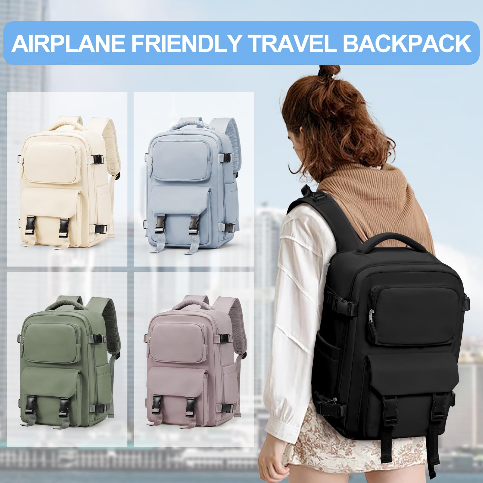 SZLX Zaino da viaggio grande da donna da escursionismo sportivo da esterno impermeabile da scuola casual laptop da 14 pollici con porta di ricarica USB scomparto per scarpe