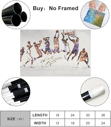 Miniatura 2 de KERAXL Póster de jugador de baloncesto para paredes, papel de mentalidad de mamba, impresiones artísticas, pósteres inspiradores sin marco, 12 x 18