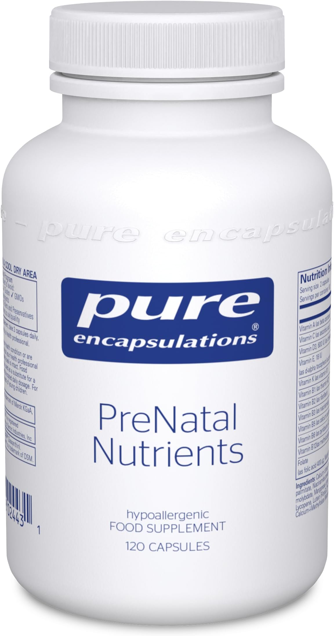 Pure EncapsulationsPreNatal Nutrients - Multivitamin and Mineral Complex for Pregnancy and Lactation - 120 Capsules
