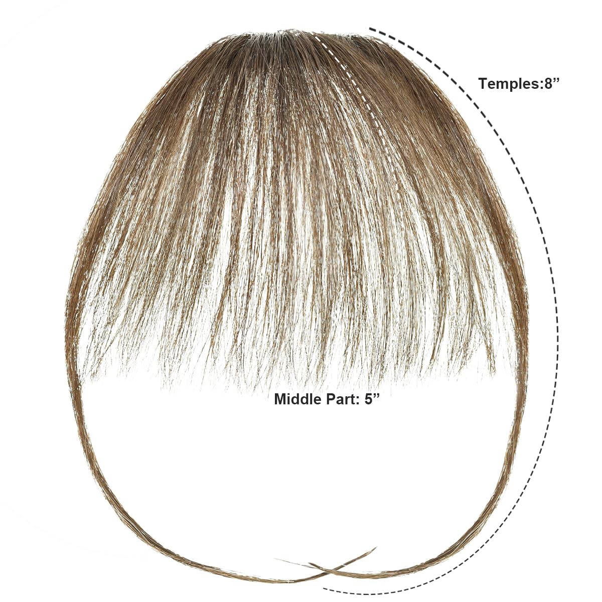 BUYOGET Clip in Fringe Human Hair Extension Airy Bangs Medium Brown Straight Remy Fringe Clip on Bangs Hair Clip for Women - Image 2