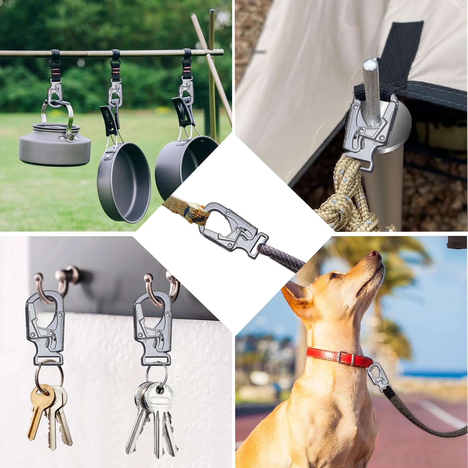 Ahiller Carabiner Clip,1.9'' Alloy Car Keychain Clip with 2 Key Ring,Outdoor Hooks,Small Key Holder for Man and Women - Image 4