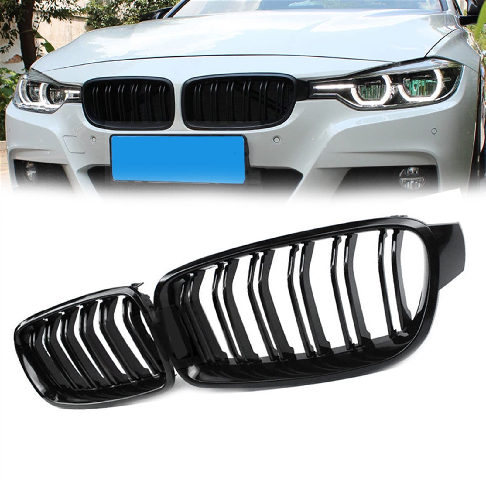 Rejillas de listón doble para BMW 320i y 335i F30: estilo deportivo e instalación precisa 8