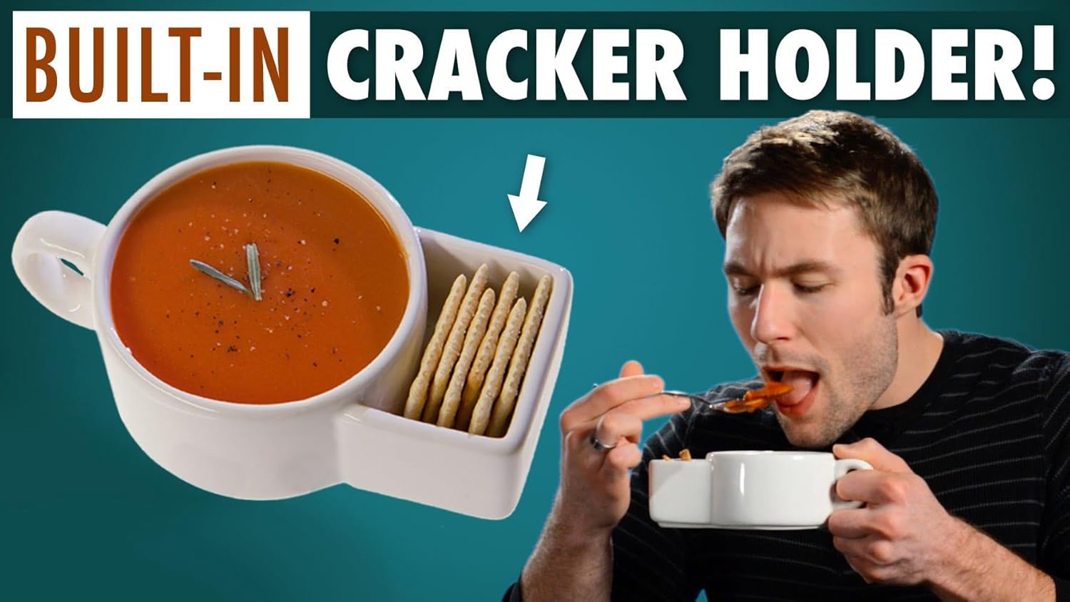 Porcelain Soup & Cracker Mugs Ceramic Bowl with a Builtin