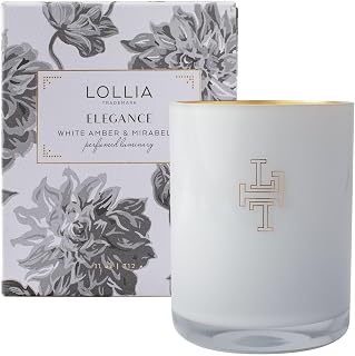 Lollia Elegance Luminary, 11 oz – 70 Hour Burn Time – All-Natural Soy Wax & Coconut Wax Blend, Scented, Luxury, Long Lasting Candles, Soy Candles