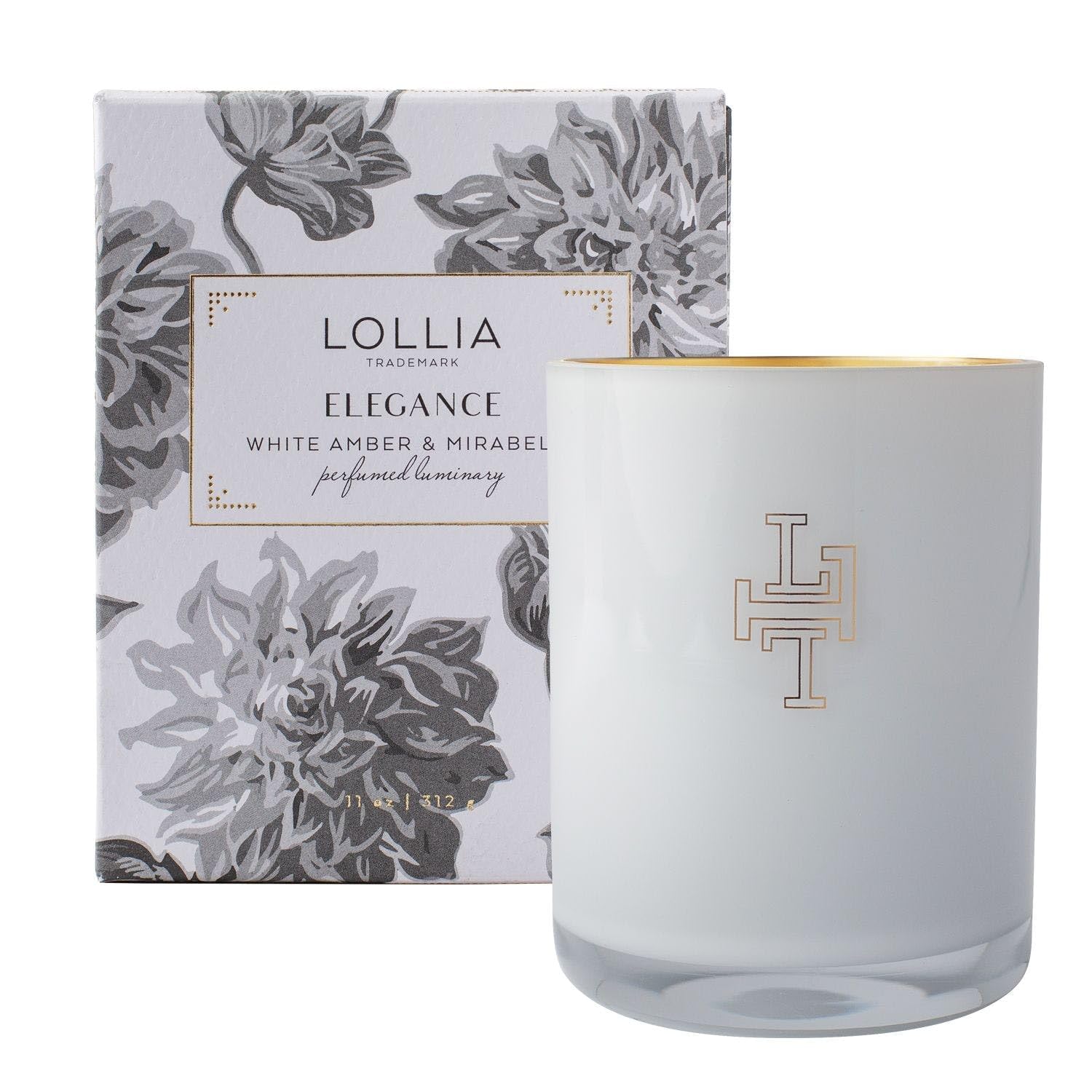 LOLLIA Elegance Luminary, 11 oz – 70 Hour Burn Time – All-Natural Soy Wax & Coconut Wax Blend, Scented, Luxury, Long Lasting Candles, Soy Candles