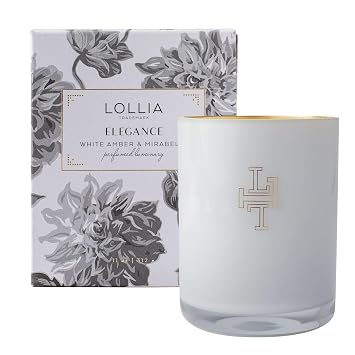 LOLLIA Elegance Luminary, 11 oz 70 Hour Burn Time All-Natural Soy Wax & Coconut Wax Blend, Scented, Luxury, Long Lasting Candles, Soy Candles