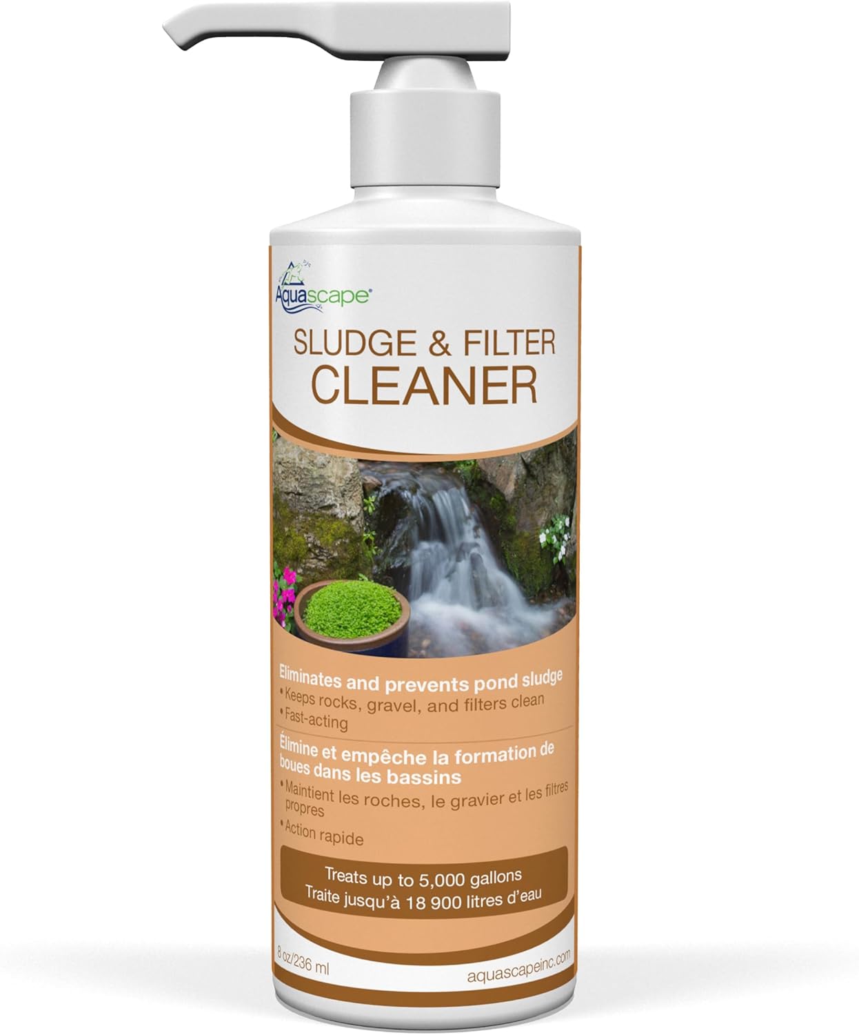 Aquascape 98891 Sludge and Filter Cleaner Treatment Liquid 1 Ltr/33.8 oz for Pond Water Feature Waterfall and Garden