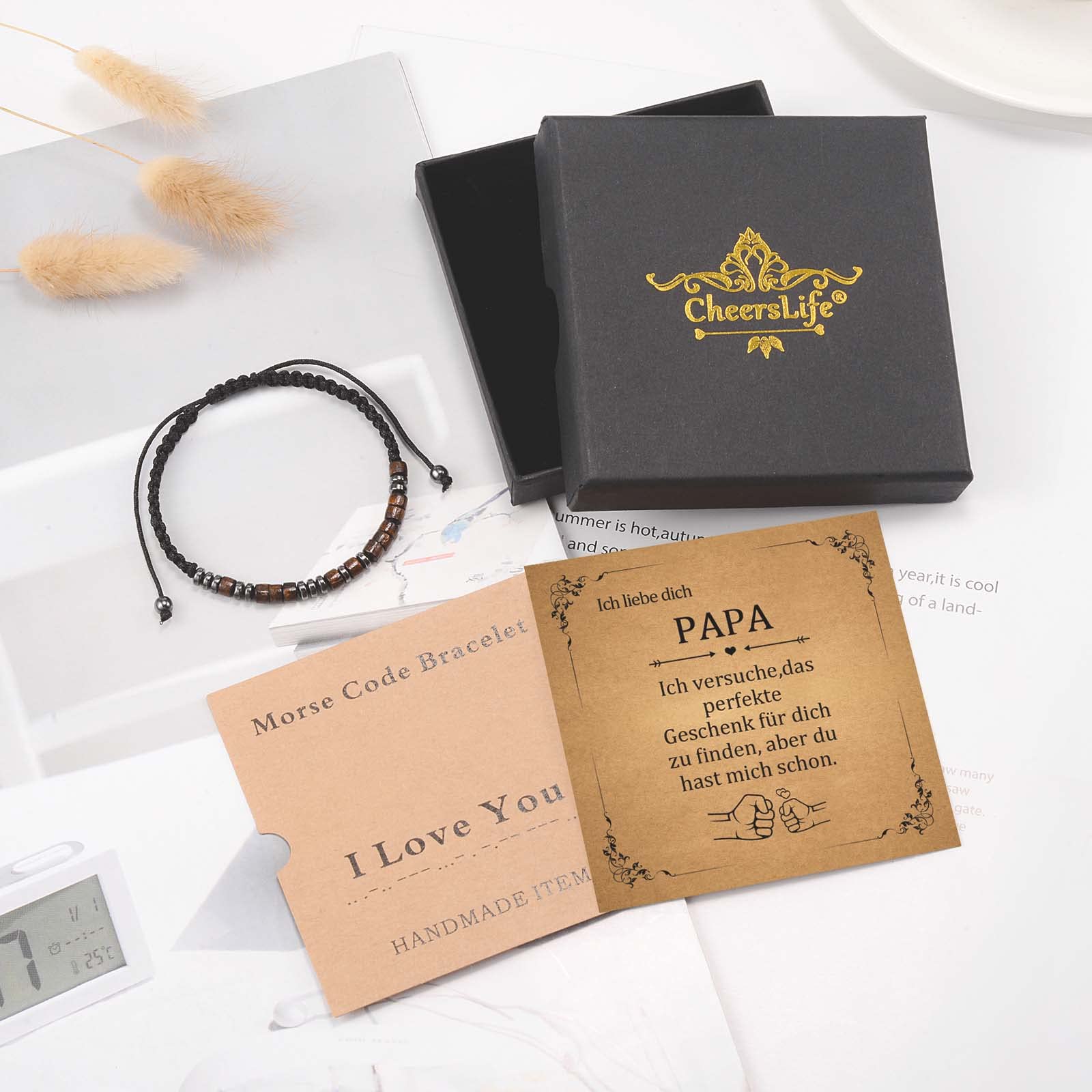 CheersLife Gewebte Seile Morsecode Papa-DEDE