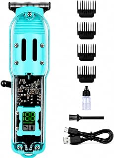 Maquina de Cortar Cabelo, Cortador de Cabelo USB, Máquina de Cortar Cabelo, Maquina Cortar Cabelo Sem Fio, Transparente Corpo Aparador Barba, Equipado com Uma Tela de Exibição de LED com 4 Pentes-Guia
