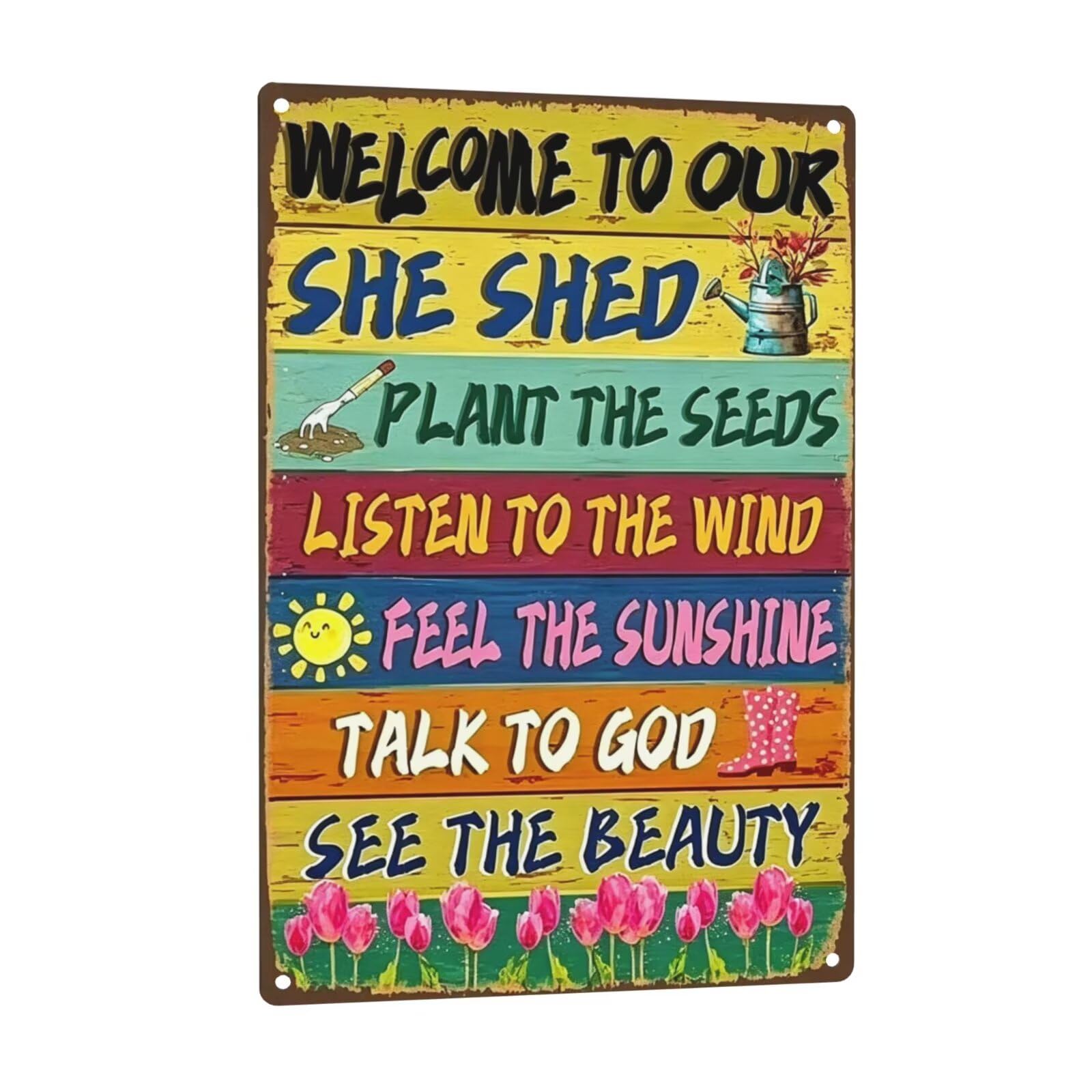 Vintage "Welcome to Our She Shed" Sign - 8x12 Inches Decorative Sign for Indoor Use, Perfect for Home, Den, Garden, and She Shed Decor