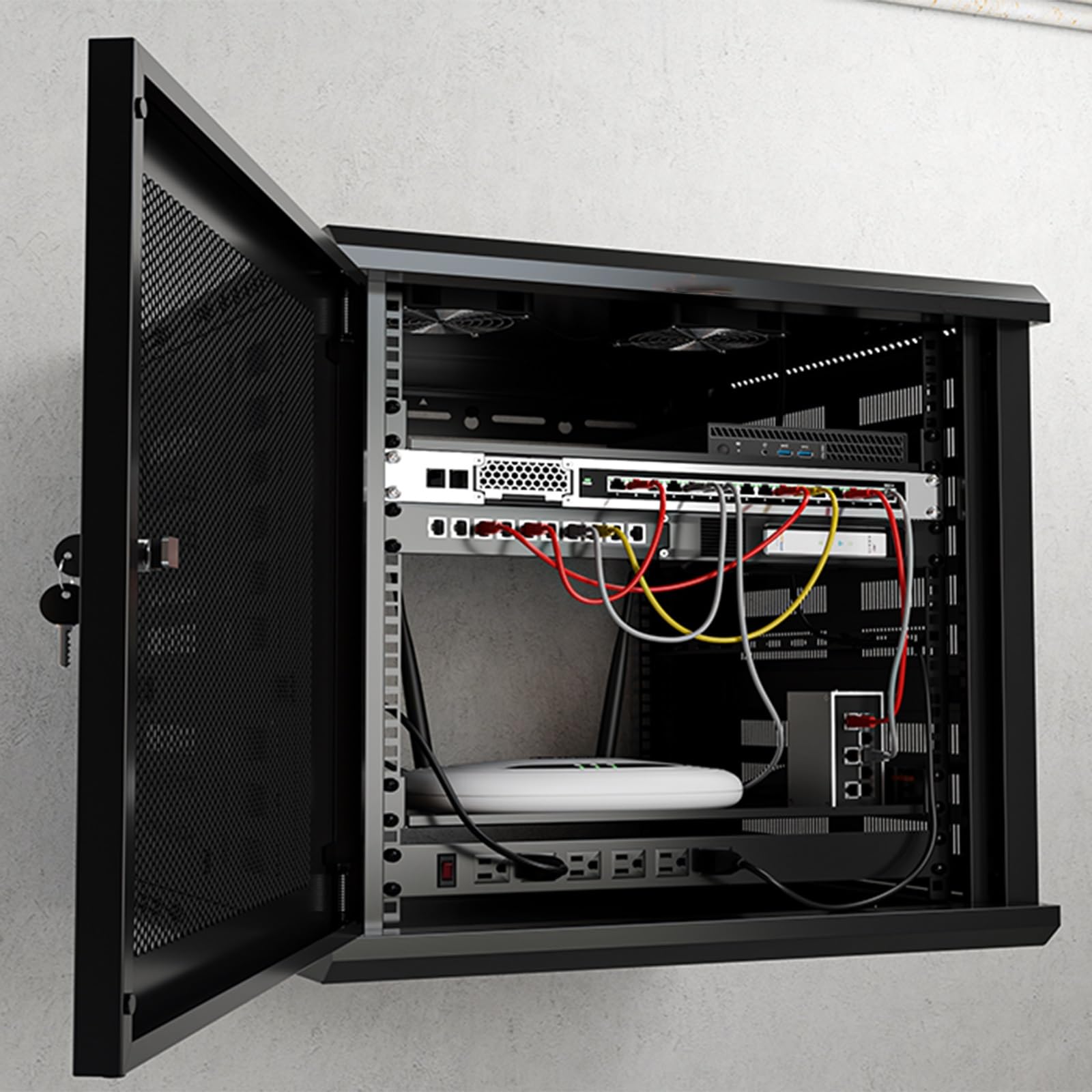 Recinzione dello scaffale del server del supporto della parete con le porte per la sala di registrazione dell'aula dell'ufficio dello studio, facile da montare
