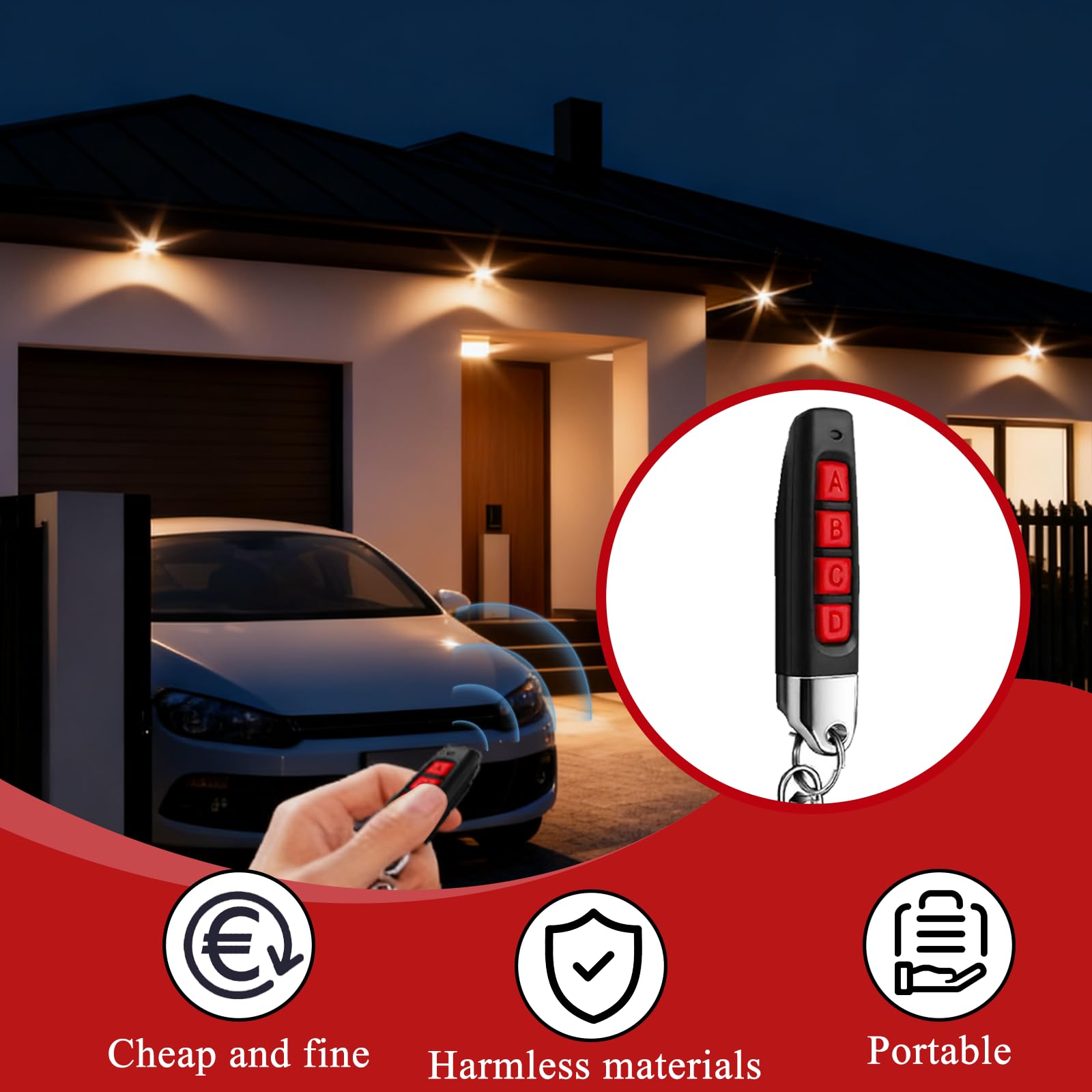 3 pezzi telecomando garage universale 433 MHz clonatore, lunga distanza 30 m 4 canali 4 pulsanti, duplicatore telecomando per porte garage portellone auto wireless
