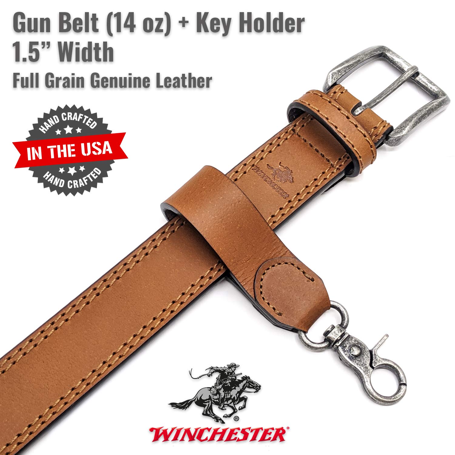 Concealed Carry Belt CCW, 14 Oz Full Grain Leather Tactical Gun Belt, 1