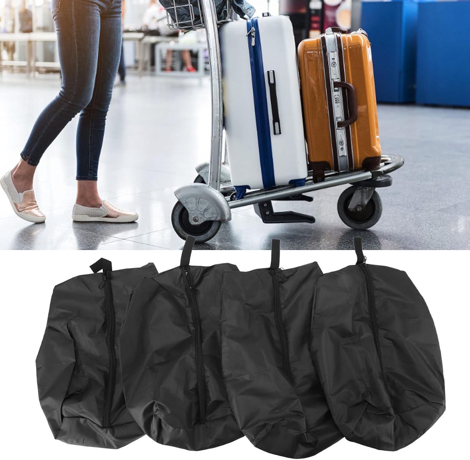 Reise-Schuhtaschen, 4 Stück Oxford-Stoff-Schuhaufbewahrungstasche mit Reißverschluss for zu Hause /620 (Color : 43x23CM)