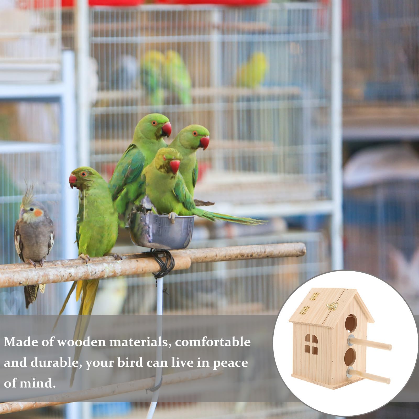 GALPADA Nichoir en Bois Confortable pour Oiseaux Forme Circulaire Creuse et Adapté Nidification Maison D'oiseau Khaki Solide en Extérieur ou Jardin