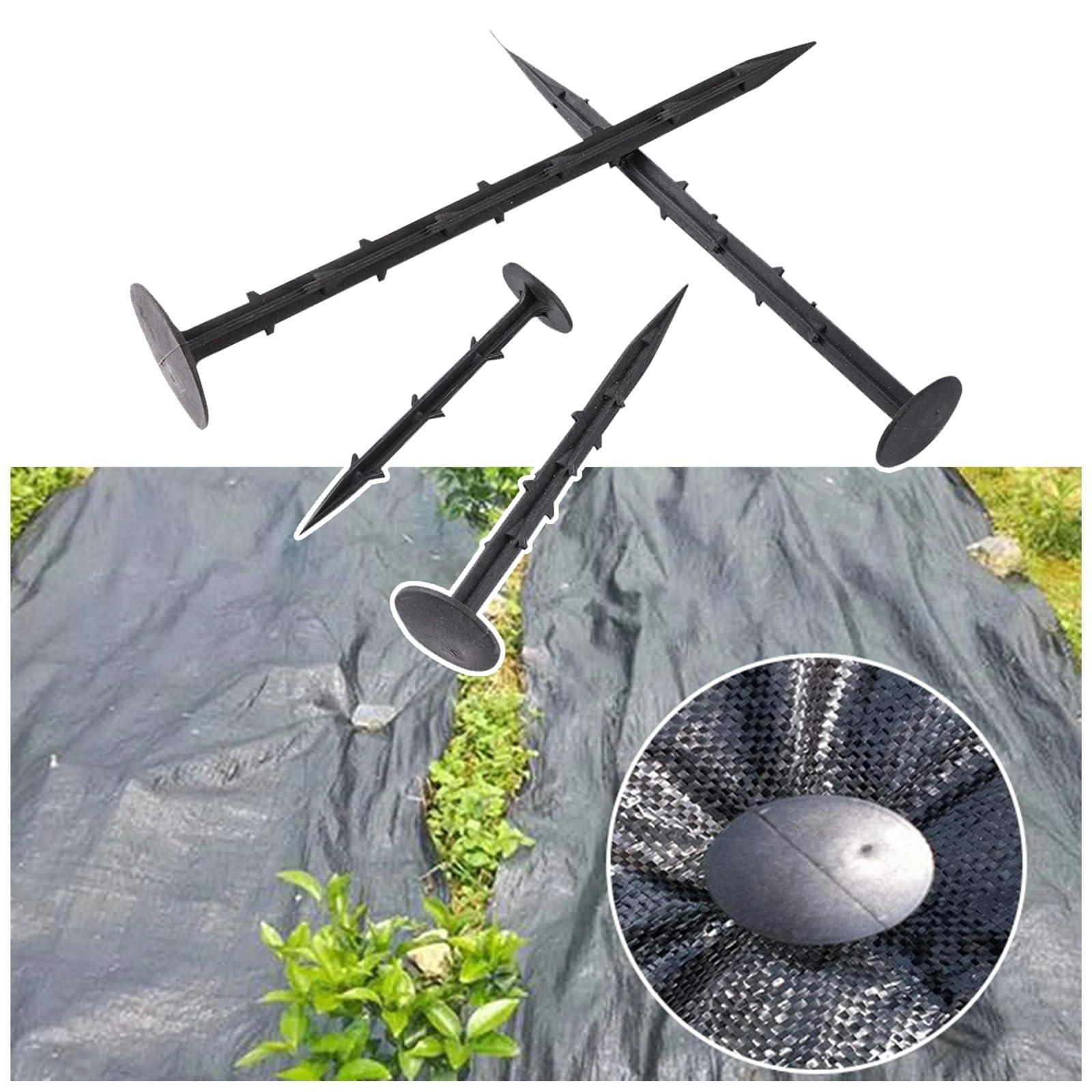 100 Pezzi di picchetti da Giardino in plastica, ancoraggi for Bordi paesaggistici for Il Fissaggio Chiodi antiruggine for Giardinaggio, Terra per Fissaggio(25cm)
