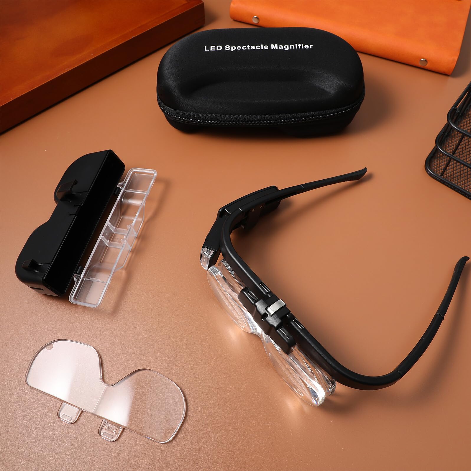 Gafas de Seguridad con Lupa LED Manos Libres con Luz Integrada, Diseño Ergonómico y Material Abs para Visión Clara y Detallada en Bordado y Lectura