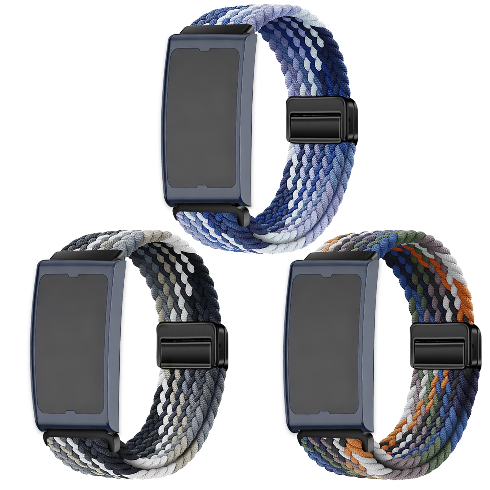 3 Sztuki Tkactwo Paski Kompatybilny z Amazfit Helio Strap, 22mm Elastyczne Nylon Paski Zamienne Zapięcie Magnetyczne Armband dla Sportow Kobiet i Mężczyzn