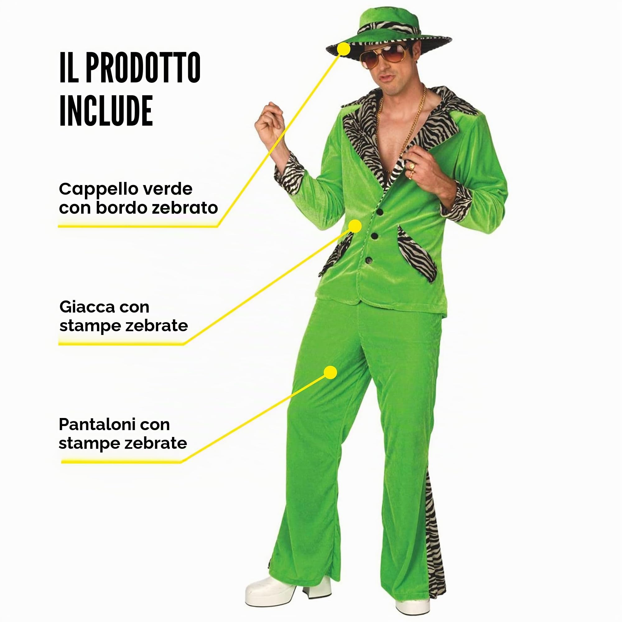 Morph Costumes Costume Pappone Verde, Vestiti Anni 70 Uomo, Costume Anni 70 Uomo, Vestito Anni 70 Uomo, Vestito Carnevale Uomo Anni 70, Vestito Carnevale Uomo