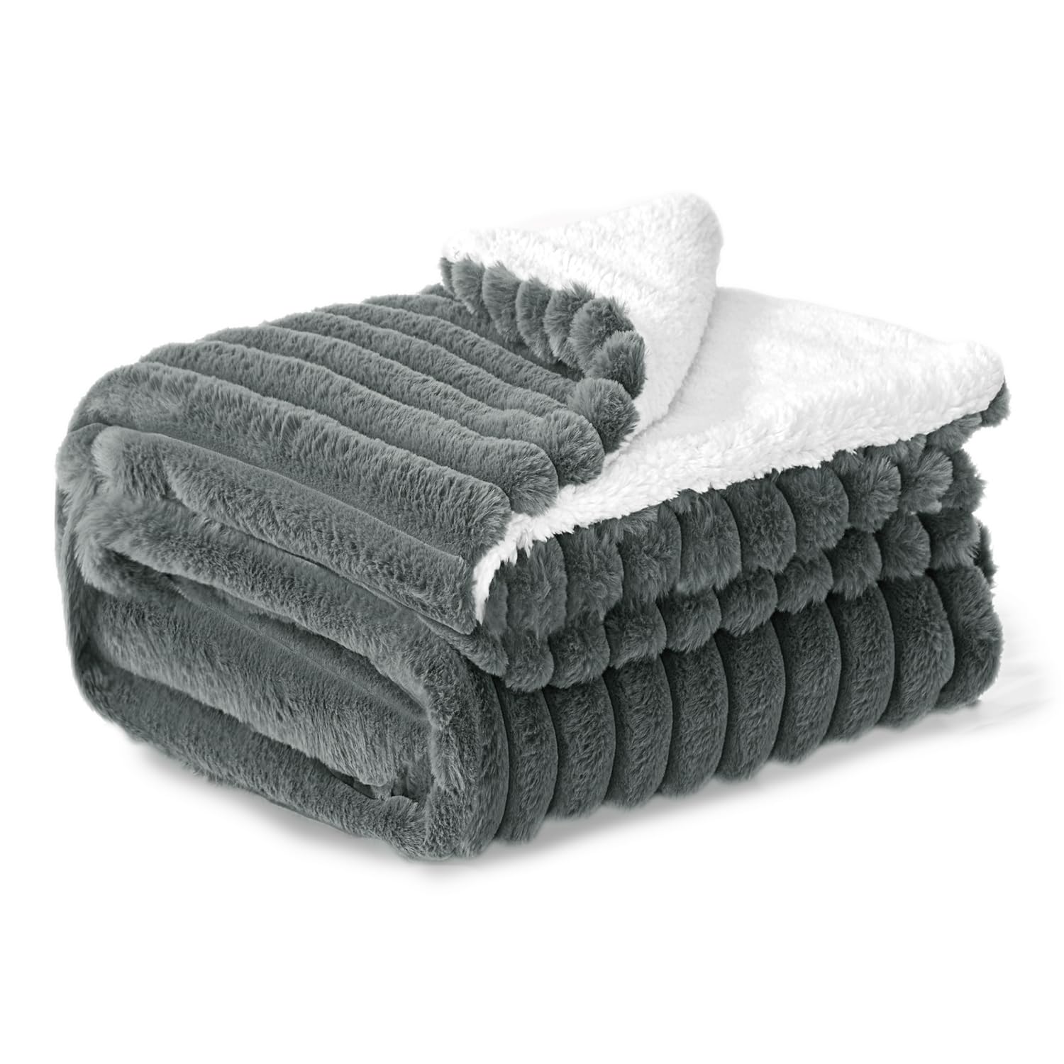 Genteele Sherpa-Decke – 250 X 228 Cm, Superweich, Wendbar (blaugrün/weiß), Für Couch & Bett