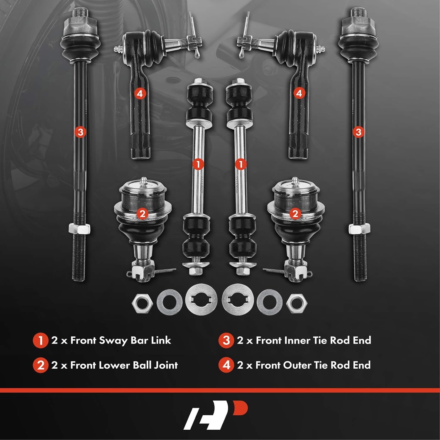 A-Premium Set of 8, Front Sway Bar Link, Lower Ball Joint, Inner Outer Tie Rod End, Compatible with Chevy & GMC & Cadillac - 1999-2007 - Silverado Sierra Tahoe Yukon Suburban Escalade Avalanche