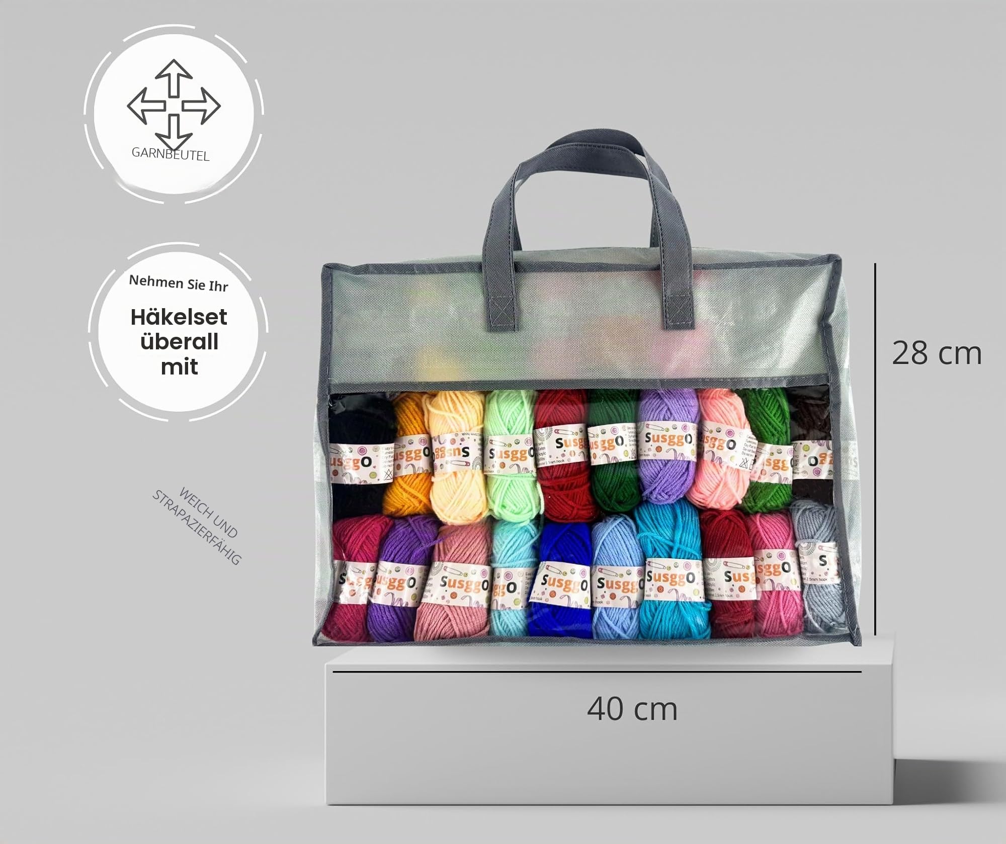 SusggO 104-teiliges Komplettset für Anfänger zum Häkeln Amigurumi-Häkelset – 30 Knäuel Milchbaumwolle Zubehör Häkelnadeln Handbuch Video und Tasche – Komplettset zum Häkeln – DIY-Häkel-Set