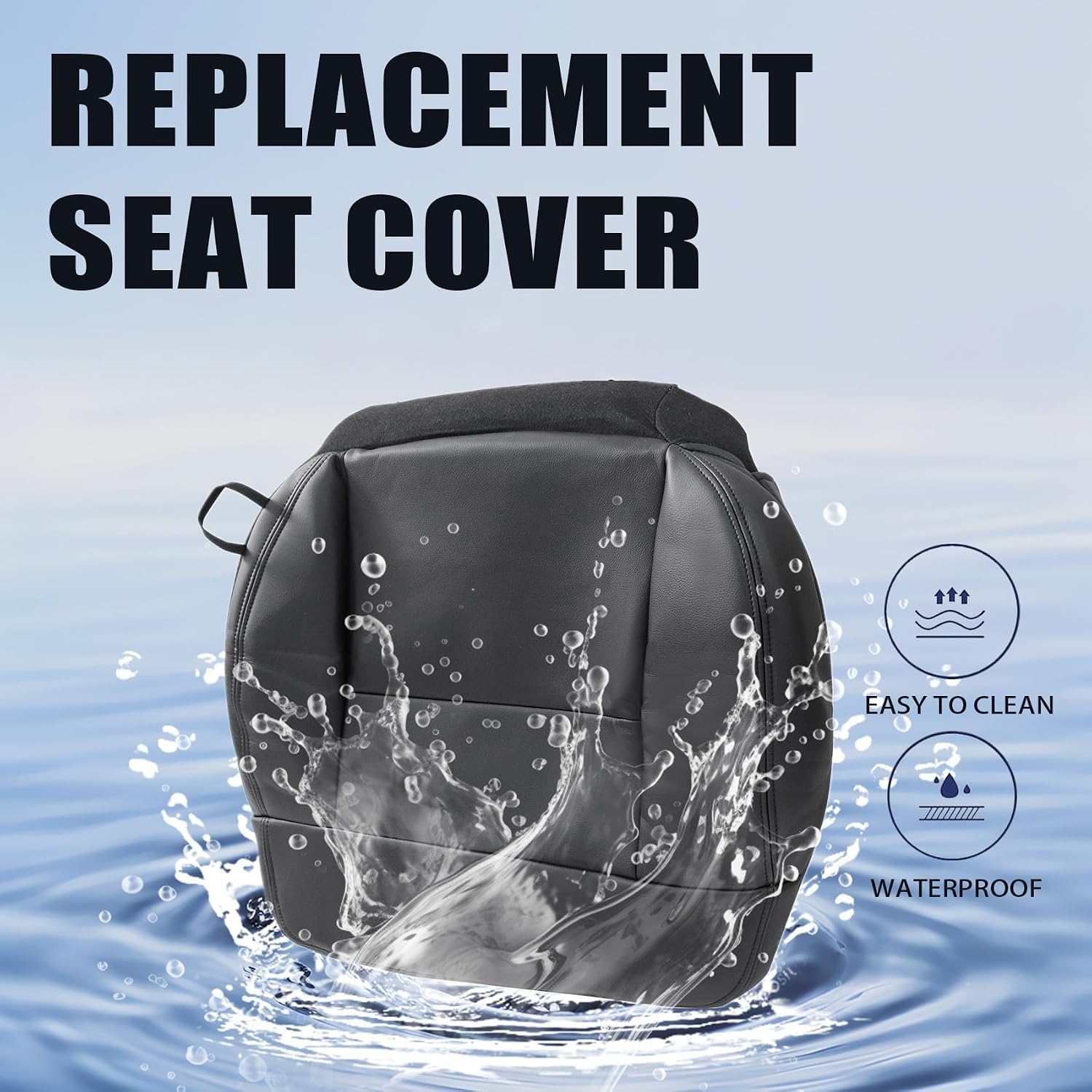 Priprilod Black Leather Driver and Passenger Side Bottom and Top Lean Back Replacement Seat Cover Compatible with Ford F150 Lariat 2004 2005 2006 2007 2008