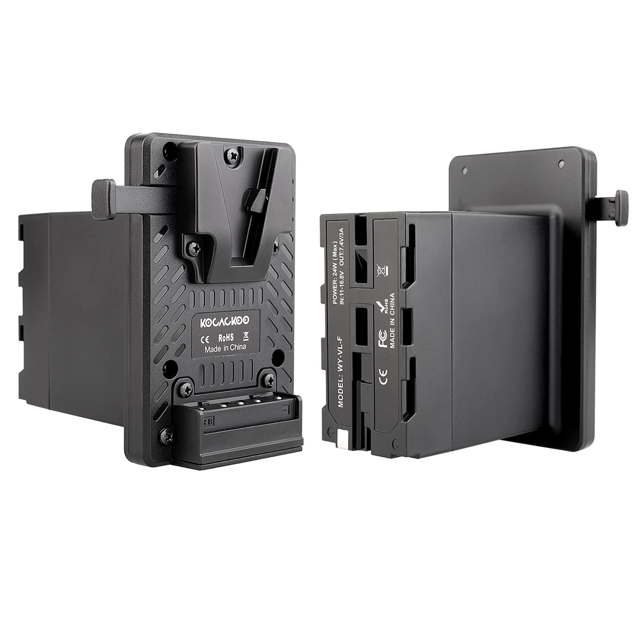 Batterie entièrement décodée V-Mount vers plaque adaptateur de conversion de batterie factice série NP-F. Utilisé pour fournir une alimentation plus longue pour les caméscopes Sony série