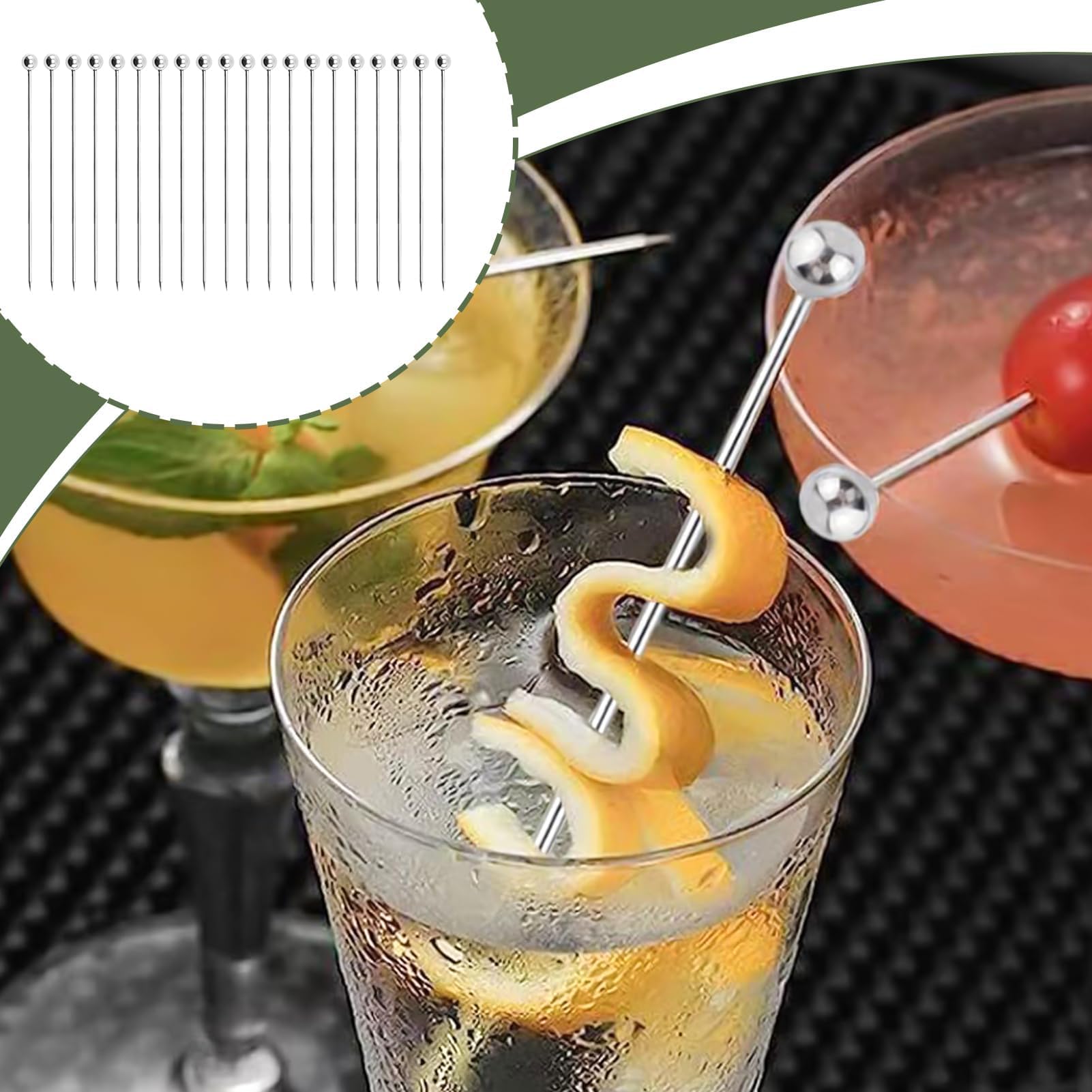 20 Spiedini Da Cocktail In Acciaio Inox, Riutilizzabili, Con Testa A Sfera, Lunghezza 10,8 Cm, Per Antipasti E Dessert