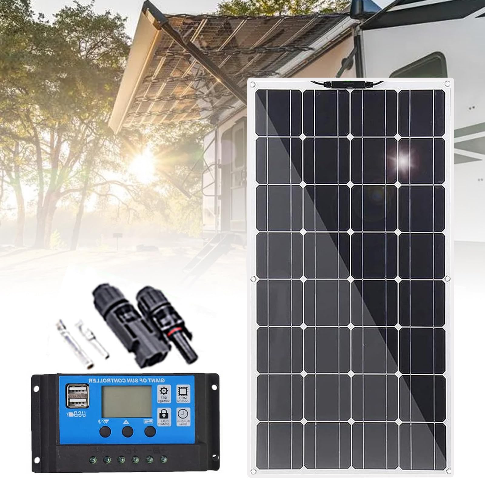 Kit Pannello Solare Flessibile Da 400 W (12 V) - Controller 40 A, Moduli Solari Monocristallini, Per Yacht Fuori Rete, Camper, Auto, Barca, Camper, Roulotte