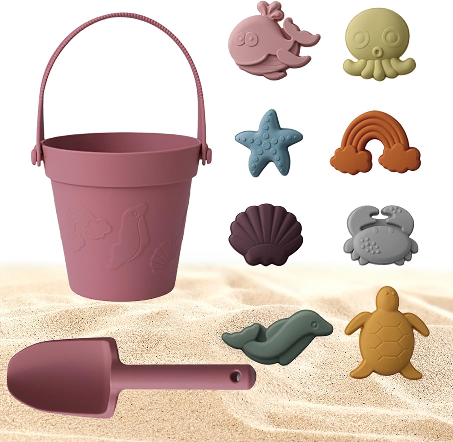 Silicone Sand Toy 8 Pieces Beach Toy Children Sandpit Toy Sand Moulds Animal Shapes Garden Toy for Children Sand Toy for Girls Boys 3