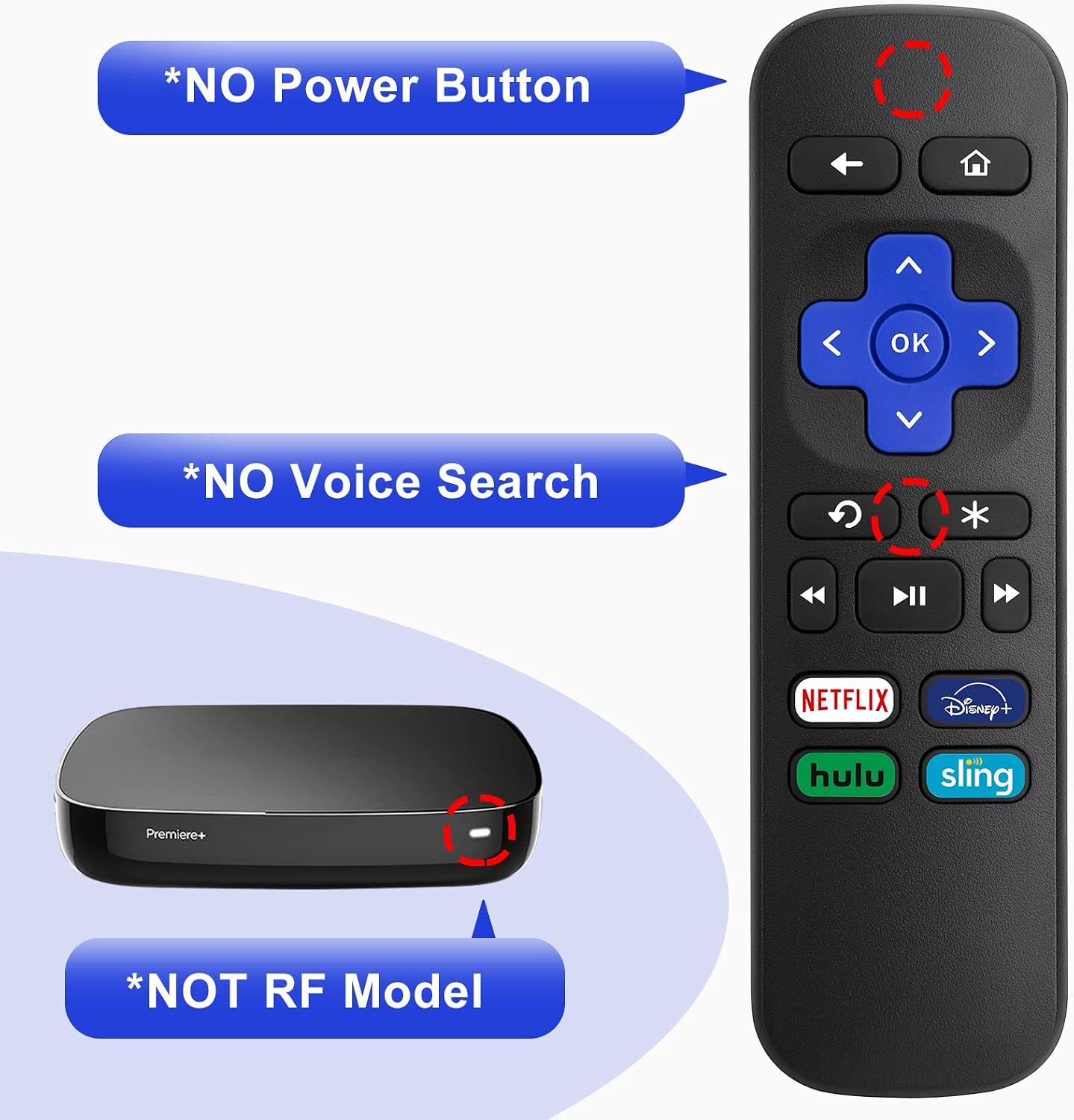 LOUTOC Universal Replacement Remote Control Compatible with Roku Express, for Roku Premiere, for Roku Box, for Roku Player, for Roku 1 2 3 4 -【NOT for Stick or TV】