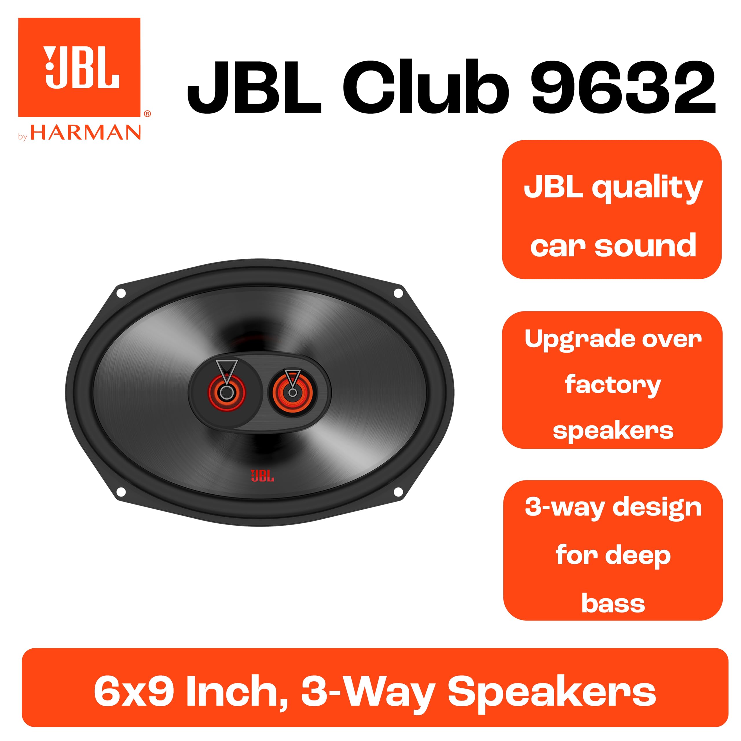 JBL Club 9632 - Harman Kardon 3-Way Car Speaker Set - 255 Watt JBL