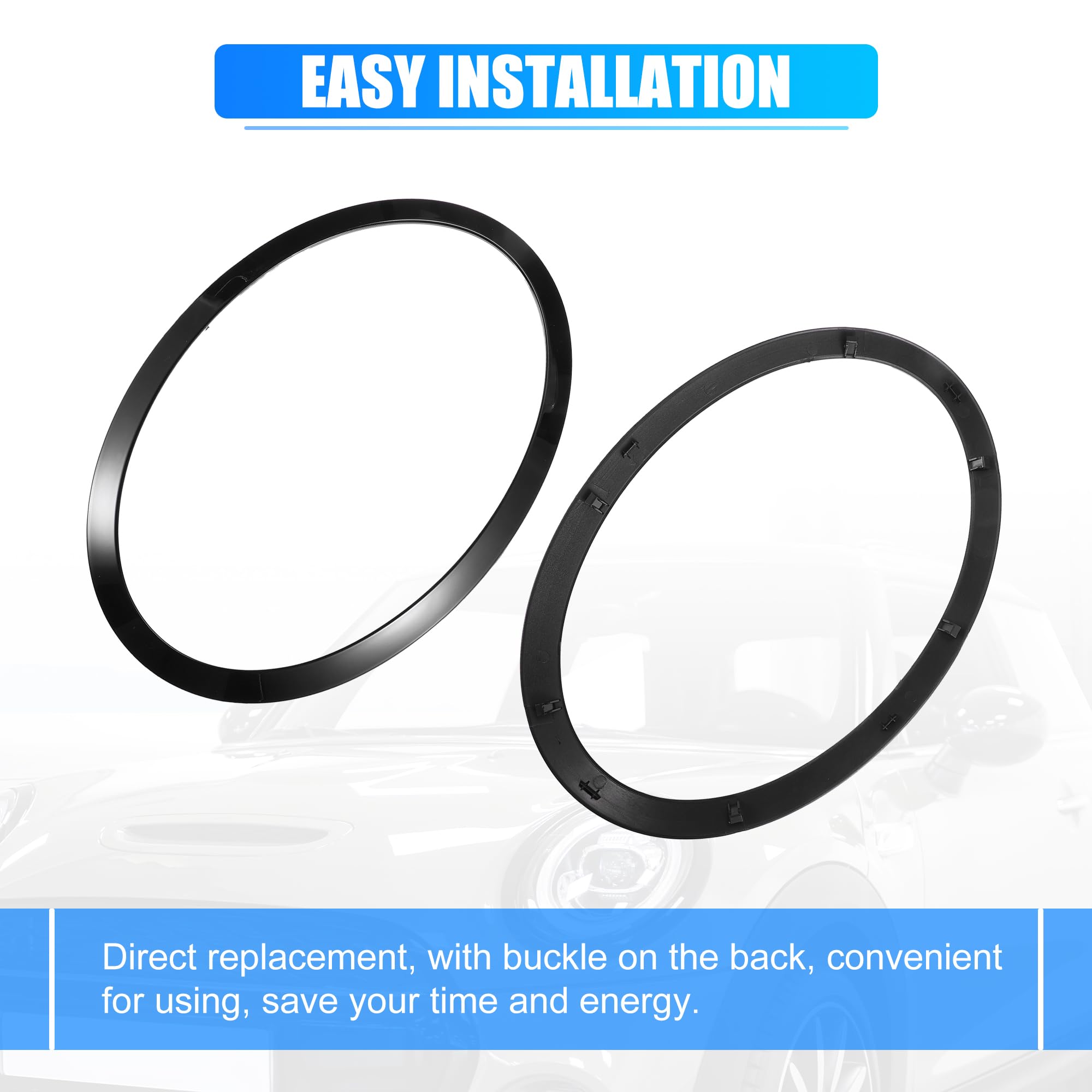 QUARKZMAN Anillos Faro Delantero Y Trasero Para Mini Cooper 14-21 1 Par | Color: Negro, Material: Plástico, Posición: Delantero Y Trasero, Compatible Con: F55, F56, F57, Reemplazo Directo
