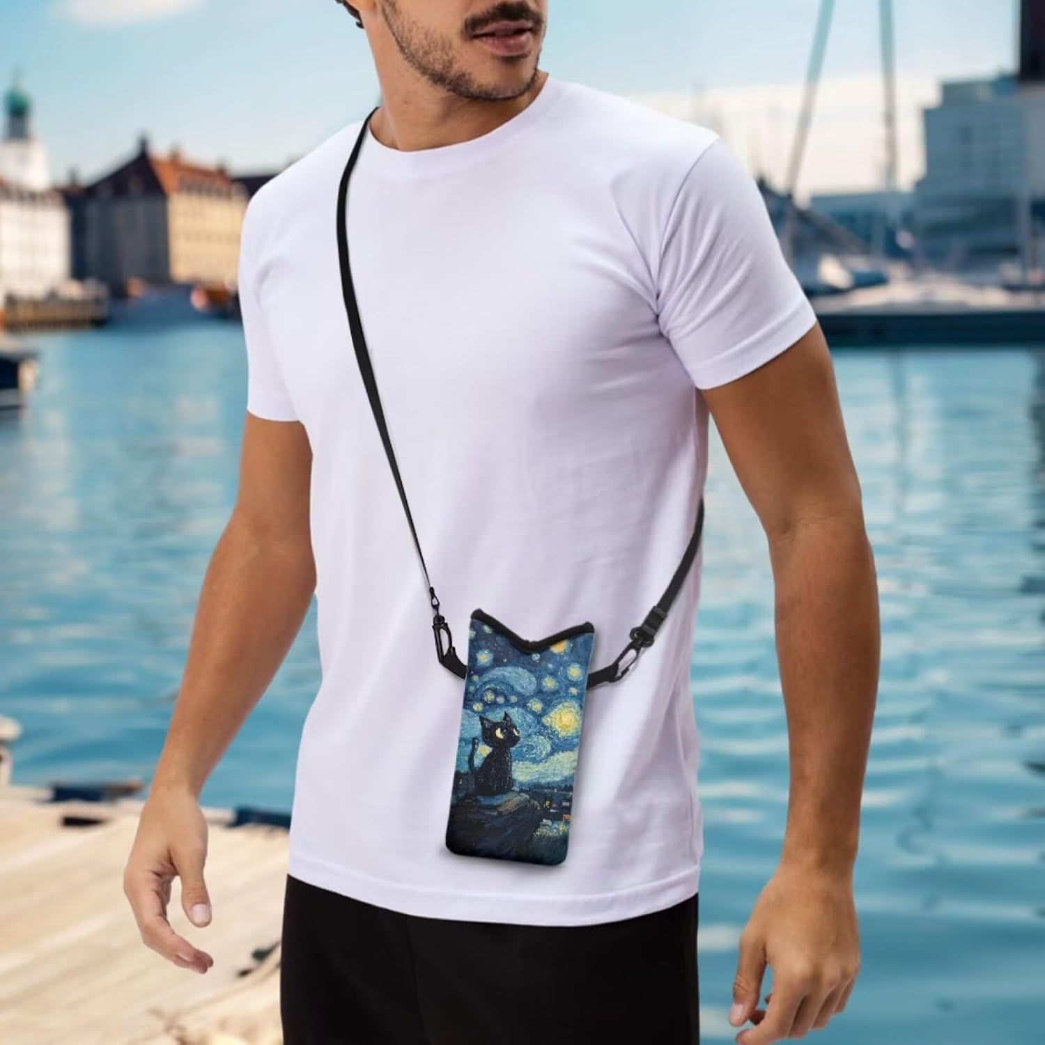 Neoprene Small Crossbody Bag with Adjustable Strap Water-Resistant Portable Cellphone Pouch for Travel, Outings - Image 7