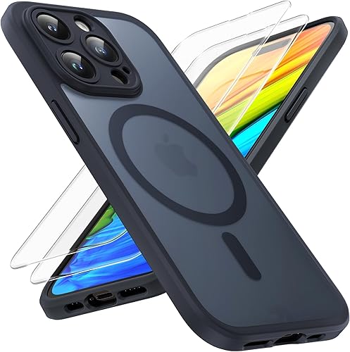 TOCOL Funda magnética diseñada para iPhone 14 Pro, con 2 protectores de pantalla, compatible con MagSafe probada contra caídas de grado militar