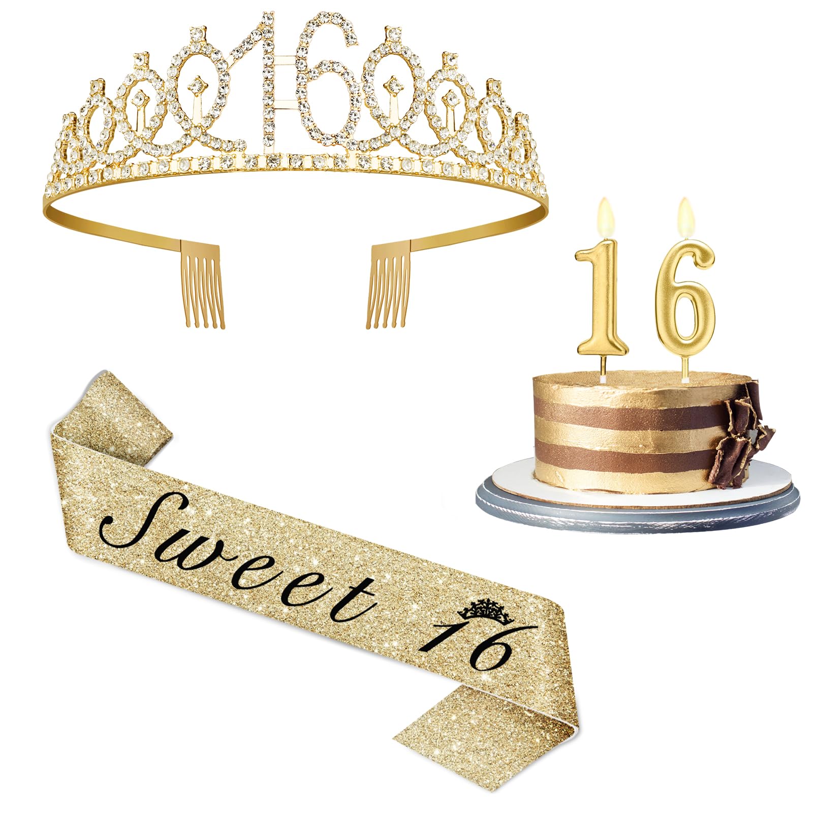 Photo 1 of Juesly Sweet 16 Birthday Tiara and Sash Set