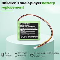 ASUNCELL 2 darabos 3000 mAh akkumulátor csomag Toniebox hangszóróhoz, 3.6V NiMH újratölthető elem Tonies zenedobozhoz 5