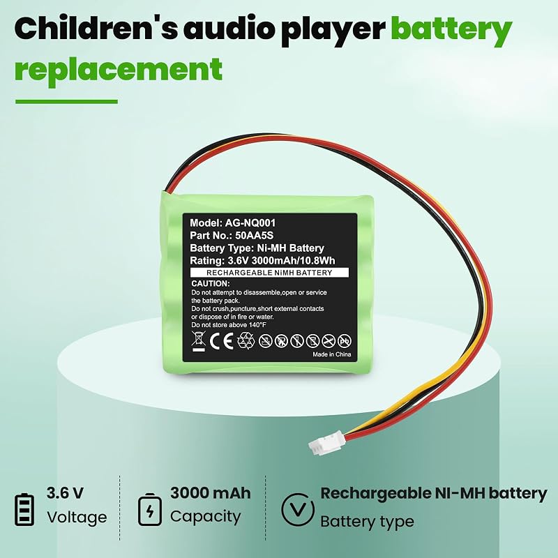 ASUNCELL 2 darabos 3000 mAh akkumulátor csomag Toniebox hangszóróhoz, 3.6V NiMH újratölthető elem Tonies zenedobozhoz
