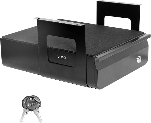 VIVO Black 12 x 14 inch Under Desk Drawer, DESK-AC03L-B | Sturdy Steel Design, Secure Locking Drawer, Home Office Storage Organizer, Holds 11 lbs