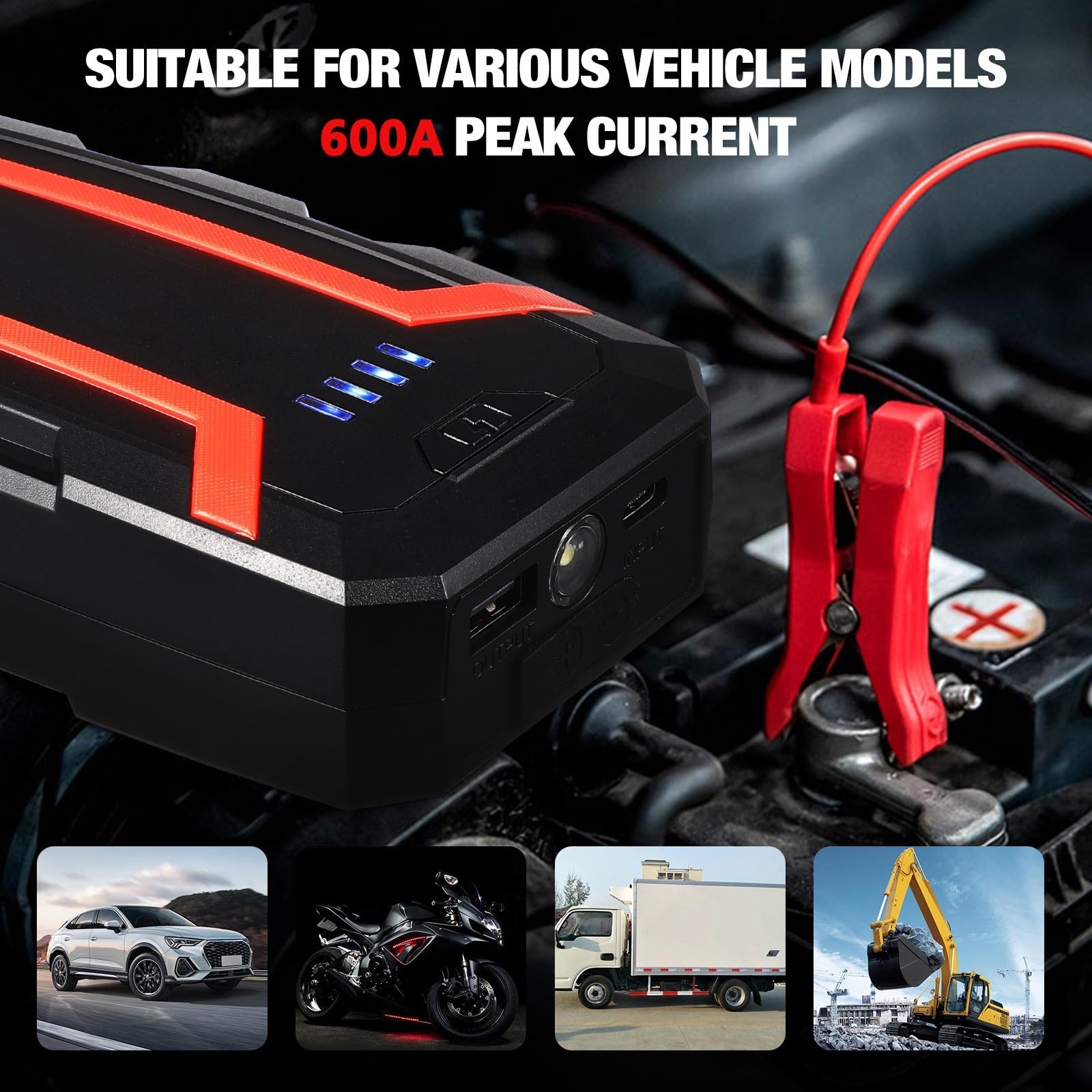 Avviatore di Emergenza Auto A2 30000mah Nero Portatile