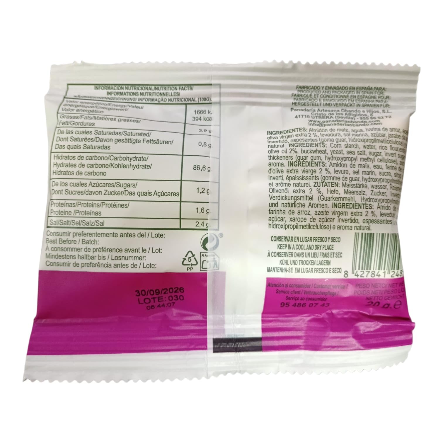 Picos de Pan Sin Gluten Artesanales Obando Pack 25 x 20 g Crujientes