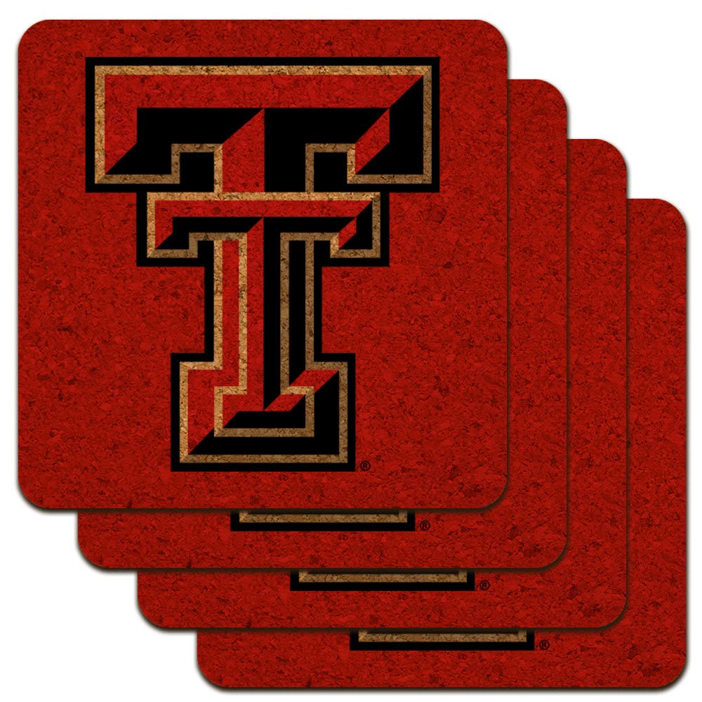 Texas Tech University Raiders Logo Low Profile Novelty Cork Coaster Set