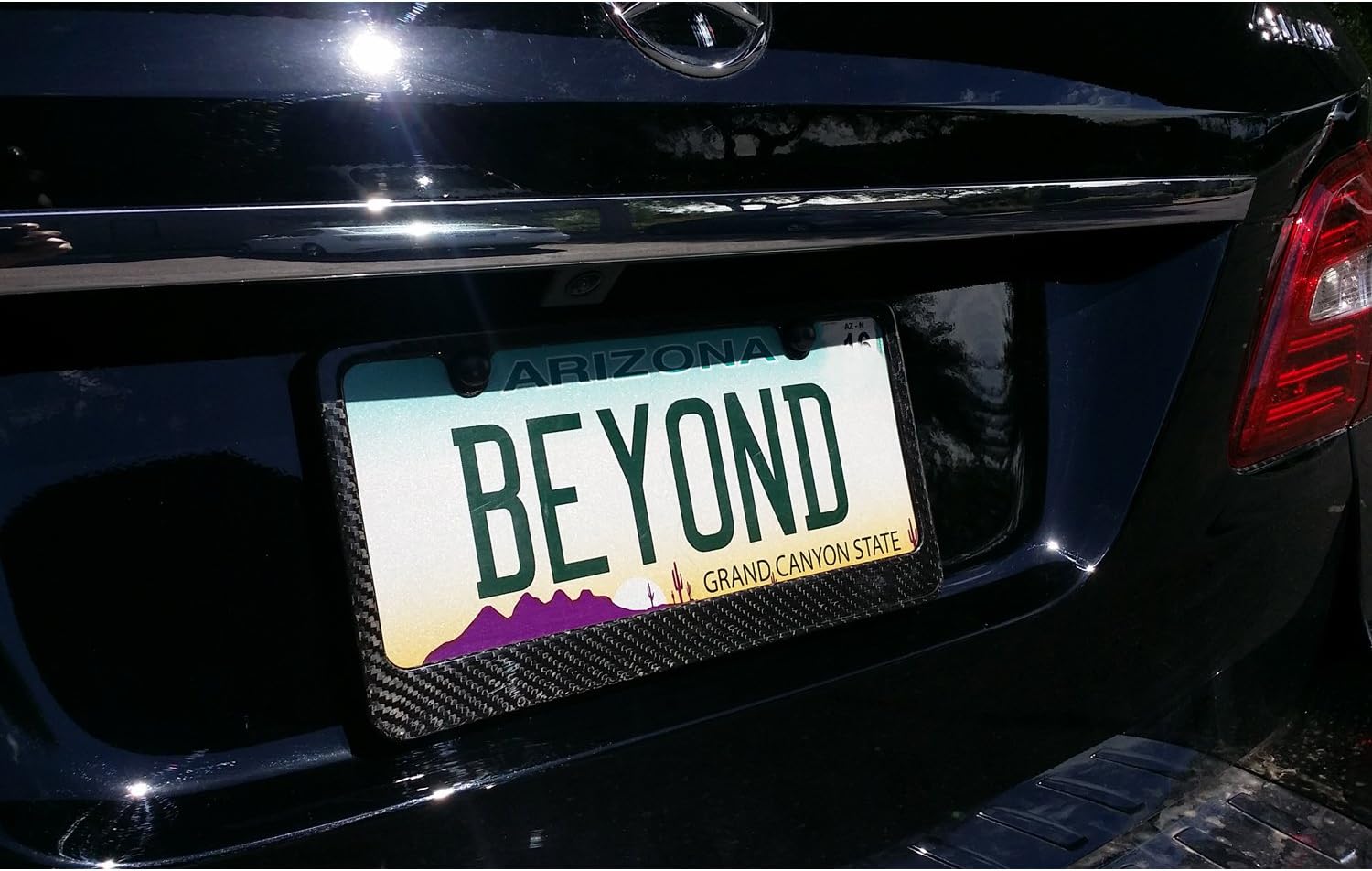 Black Real Carbon Fiber Glossy Finish License Plate Frame with 2 Holes
